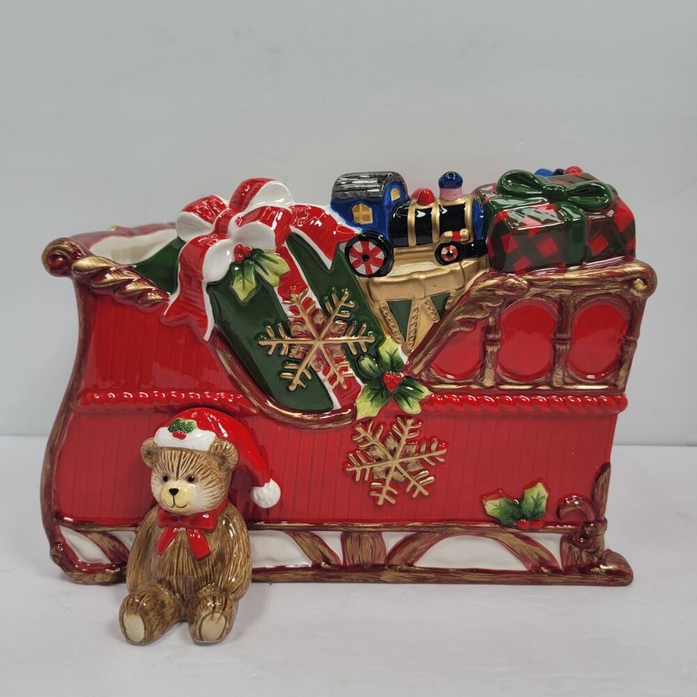 Fitz & Floyd The First Ladies Collection Christmas Red Sleigh Serving Bowl NOB - Picture 3 of 11